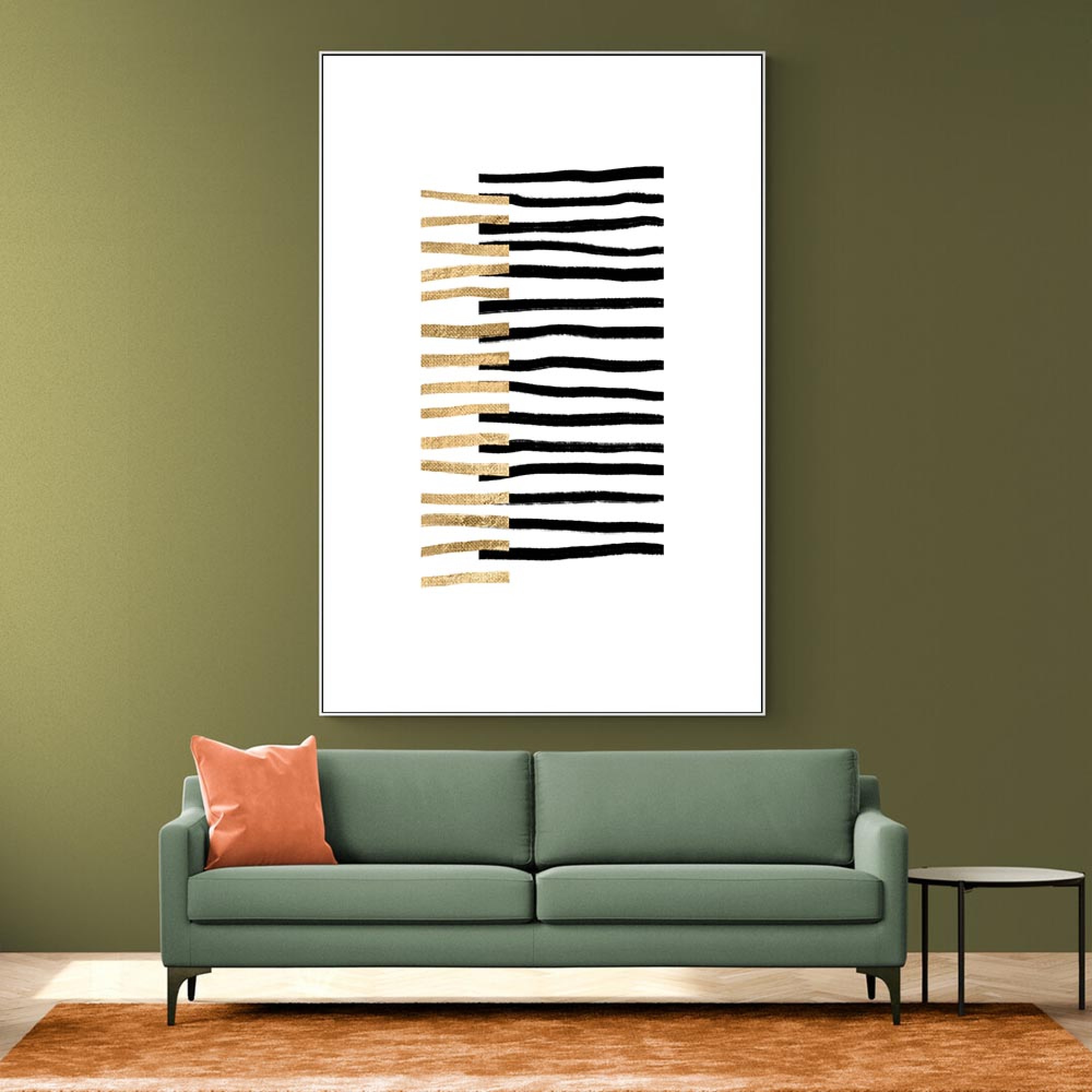 Gold on Black Lines Wall Art